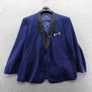 J Ferrar Mens Blue Tuxedo Dinner Jacket 56 BGLG Stretch Shawl Blazer‎ NEW $200